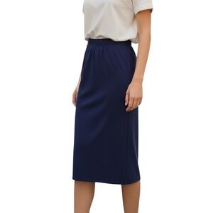 MOD LAND Elegant Navy Blue Pencil Skirt for Women Modest classic Size Medium